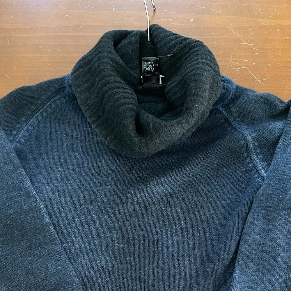 AVANT TOI BLUE BLACK HAND DYED CASHMERE TURTLENECK SWEATER - Picture 3 of 6